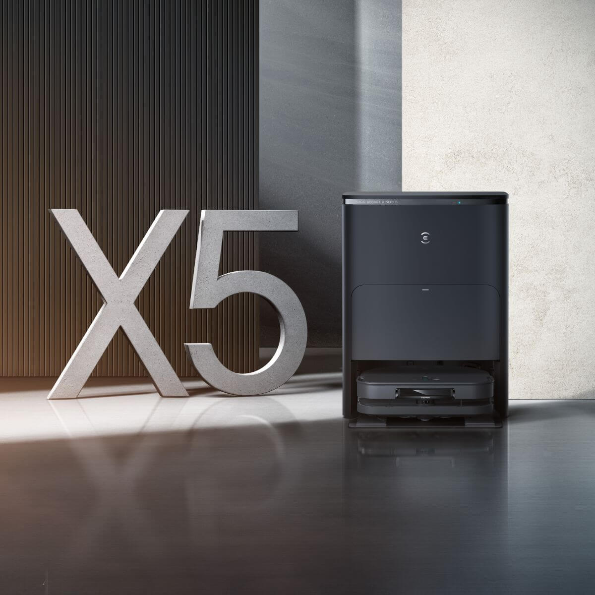 1 1200x1200 2v1 smart robotický vysávač ECOVACS DEEBOT X5 OMNI so štvorcovým tvarom